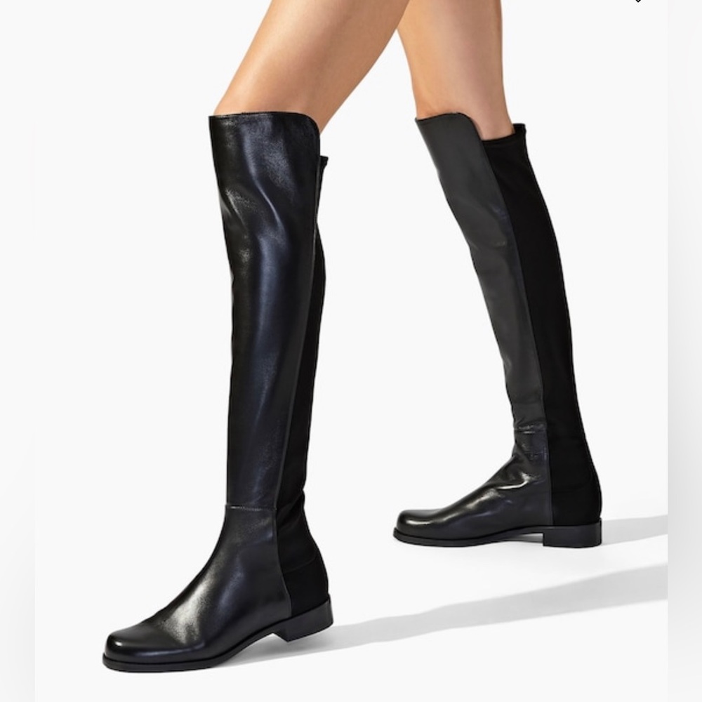 NWT Stuart Weitzman 5050 Black Nappa Leather Boots